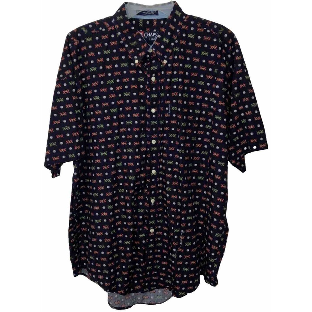 Ralph Lauren Chaps Men's Golf AOP Size XL Navy Golf Ball Print Money Coastal VG